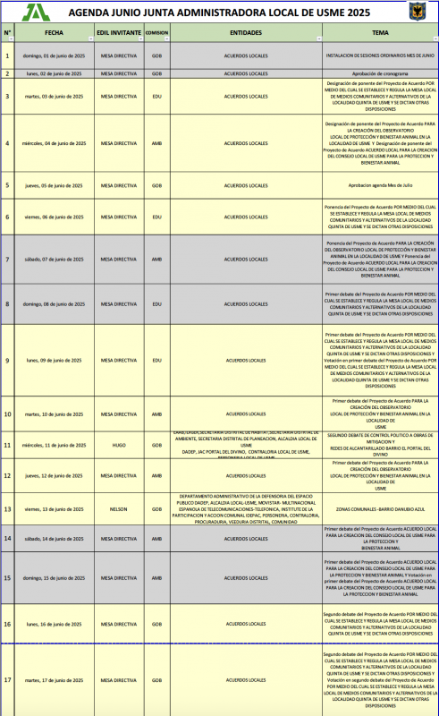 Agenda mes de Junio  2025
